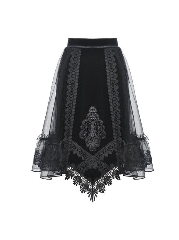 Velvet Hem Mesh Skirt