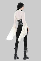 Cream Flared Sleeve Key Heart Charm Blouse