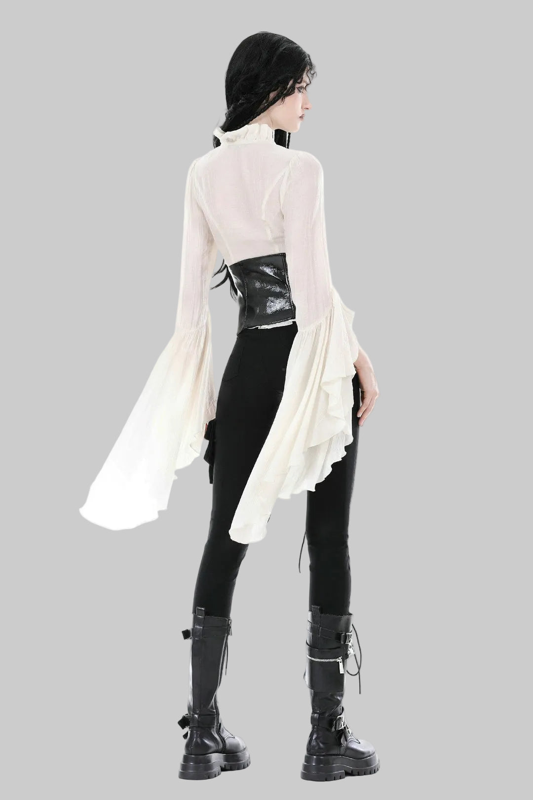 Cream Flared Sleeve Key Heart Charm Blouse