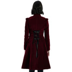 Mid Length Elegant Red Velvet Gothic Coat