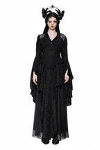 Black Flared Sleeve Crucifix Charm Blouse