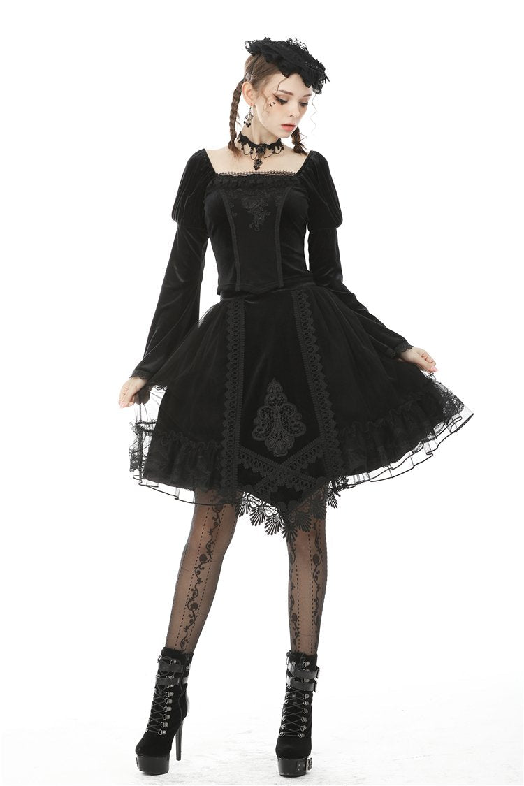 Velvet Hem Mesh Skirt