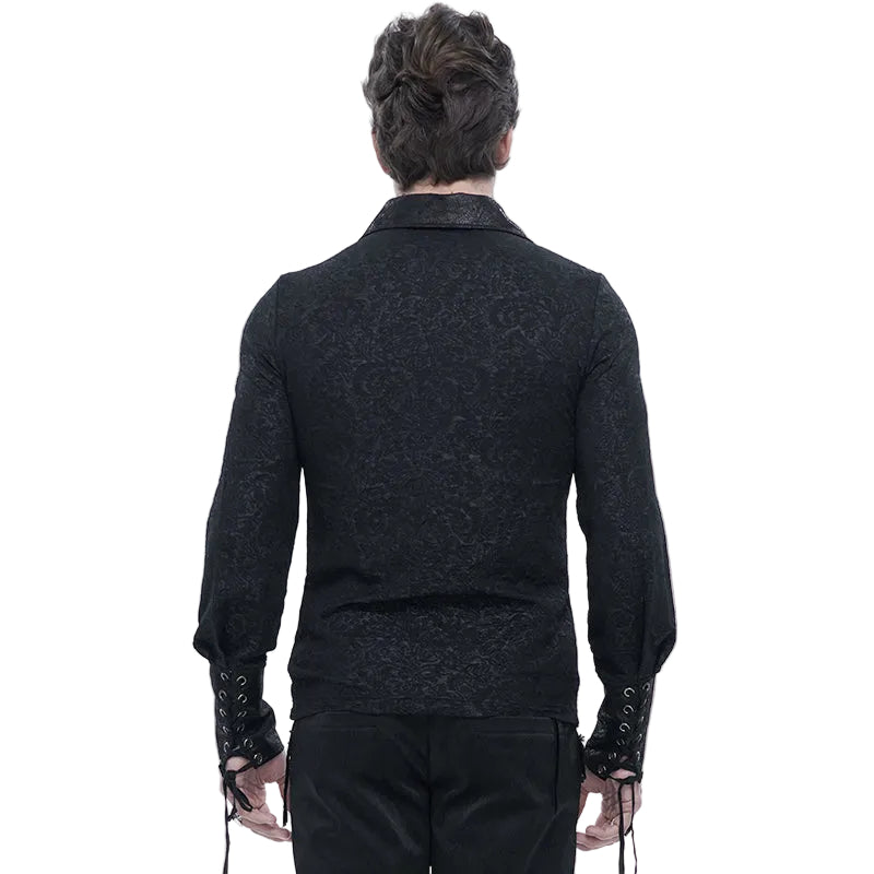 Lace Up Collar Patterned Shirt
