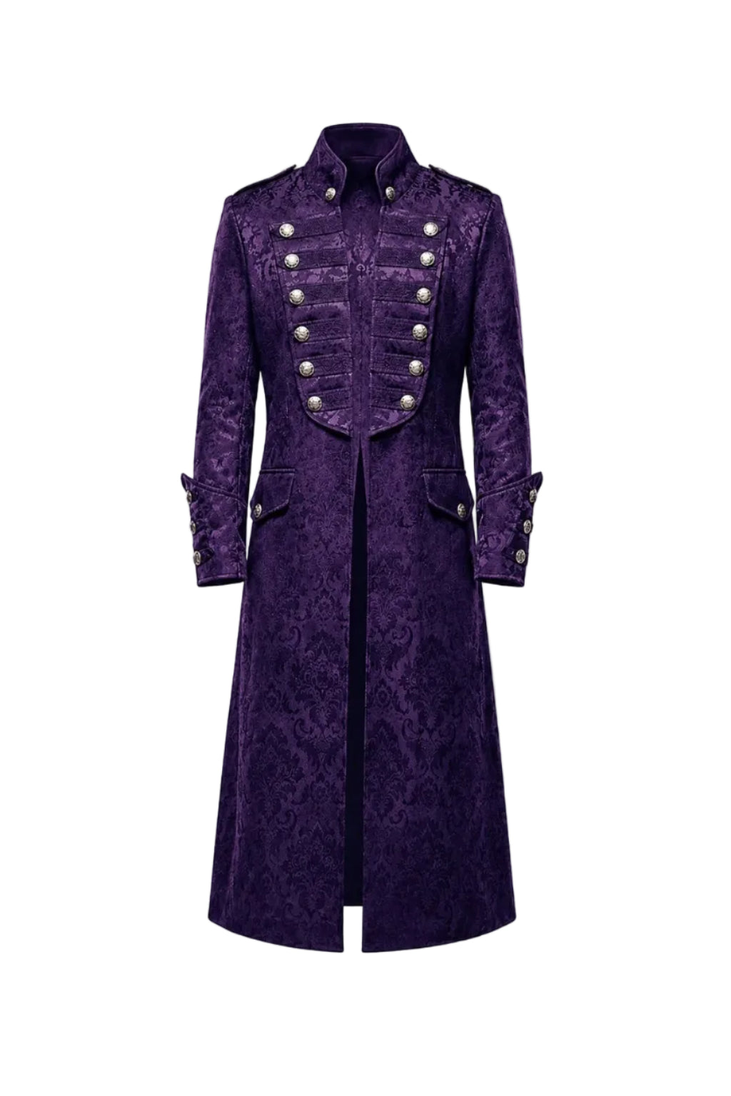 Long Purple Brocade Gothic Jacket