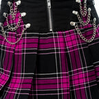 Pink Plaid Chain Mini Skirt