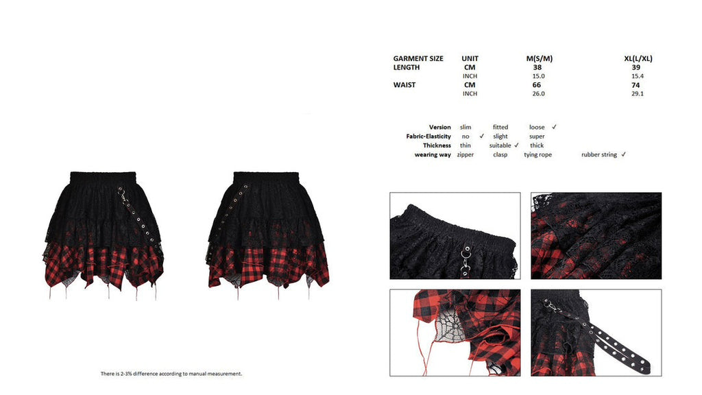 Punk Lace Plaid Mini Skirt