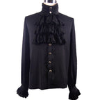 Black Victorian Chiffon Ruffle Shirt