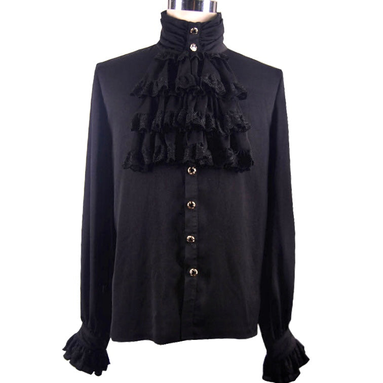 Black Victorian Chiffon Ruffle Shirt