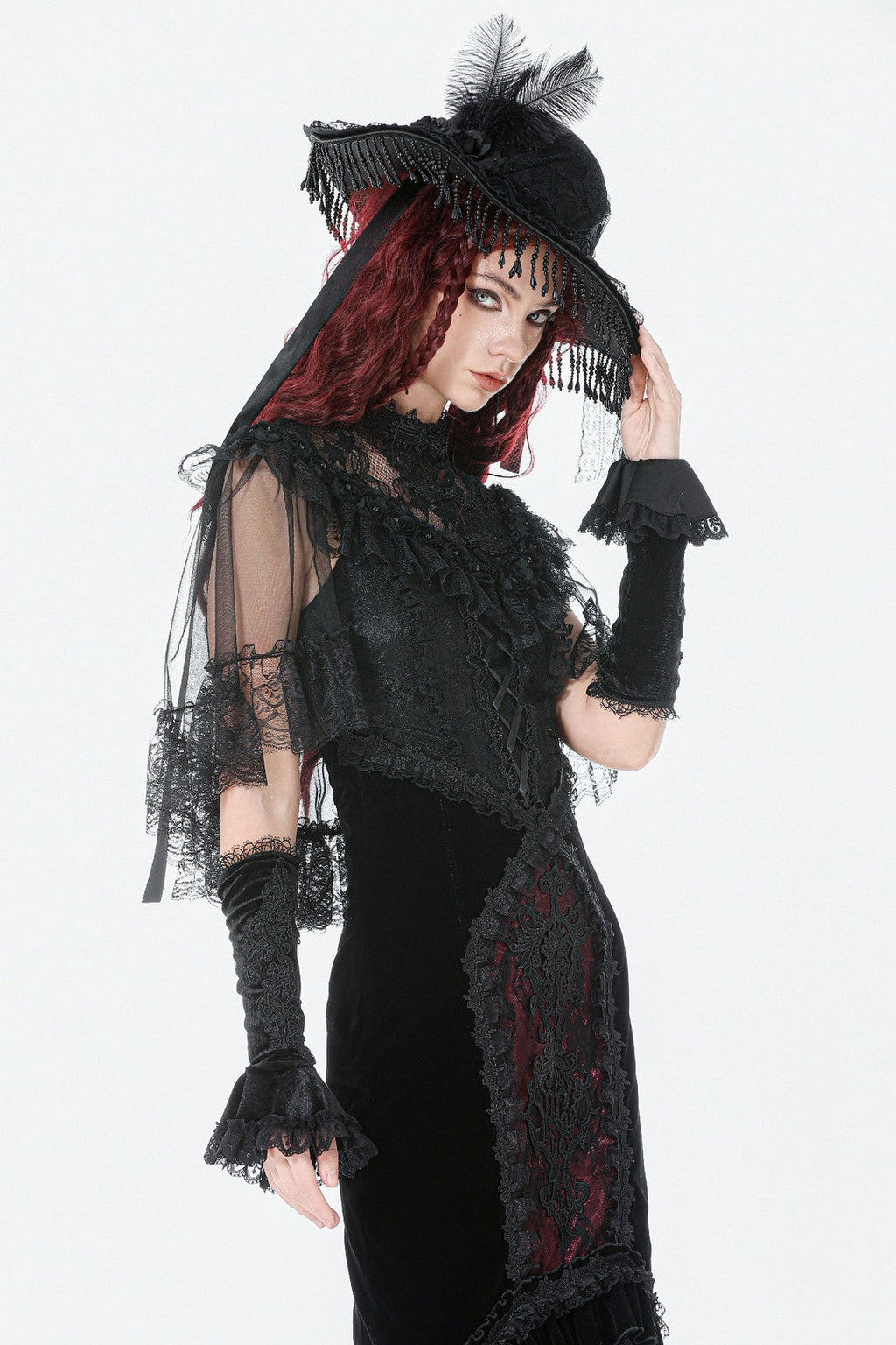 Sheer Mesh Laced Capelet