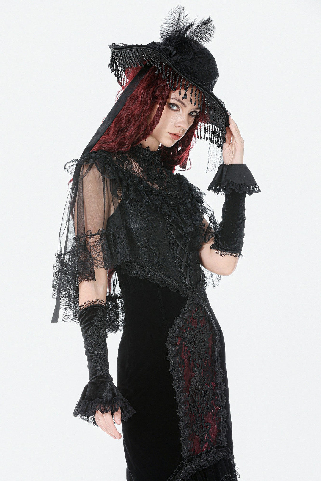 Sheer Mesh Laced Capelet