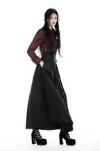 Wine Ruffle Long Sleeve Shirt