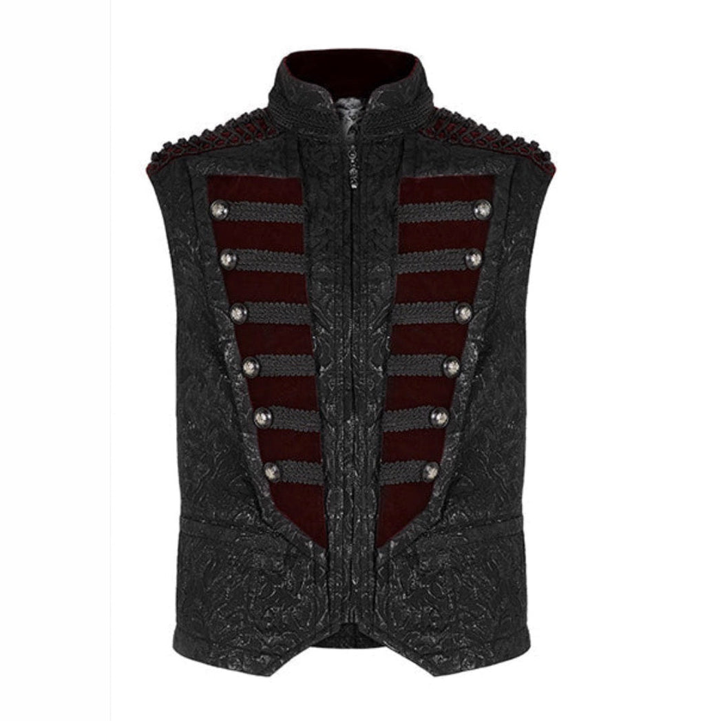 Red Ribcage Style Button Waistcoat