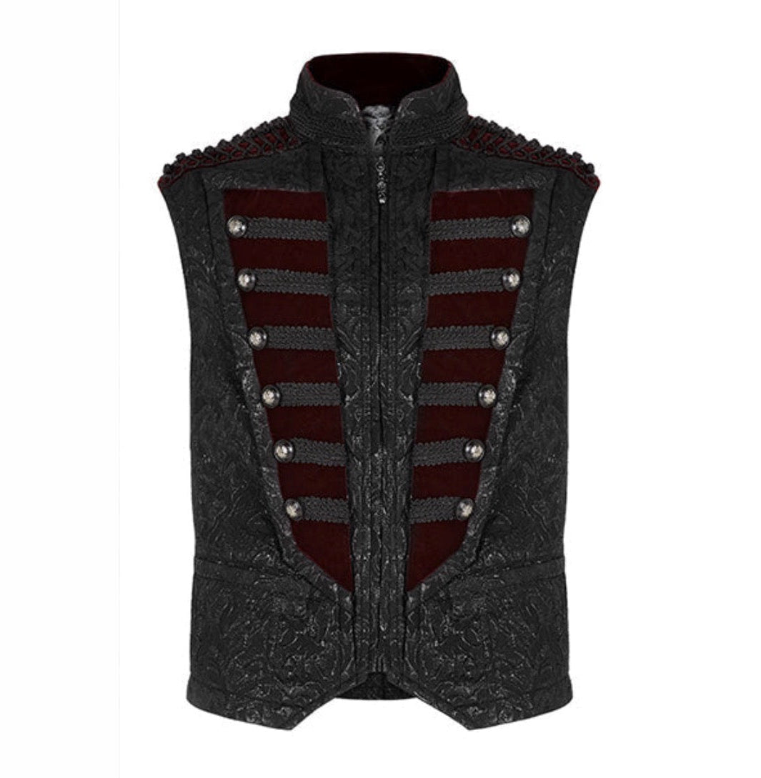 Red Ribcage Style Button Waistcoat