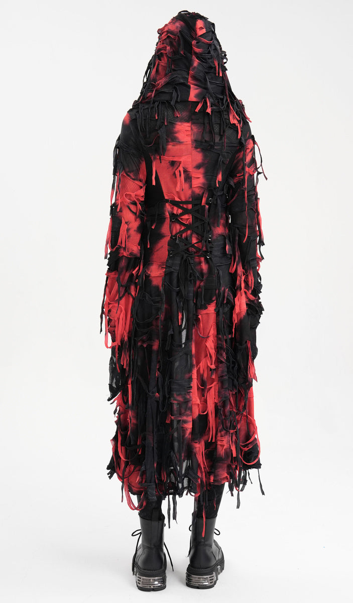 Black & Red Bloody Shredded Hood Jacket