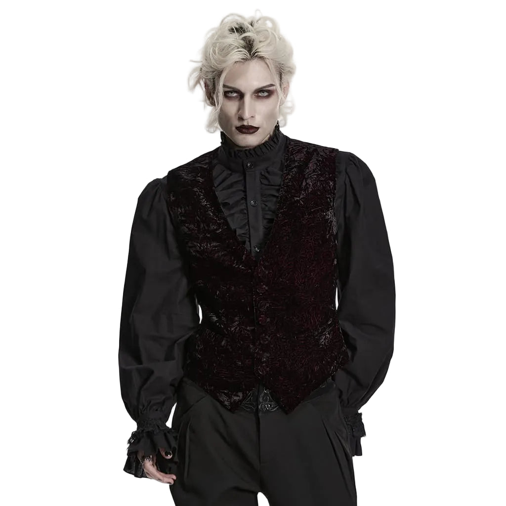 Red Crushed Velvet Waistcoat