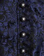 Blue Lace Up Brocade Waistcoat