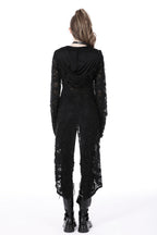 Ripped Hooded Half Zip Long Jacket
