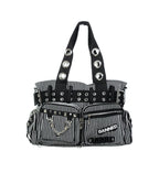 Black & White Stripe Handcuff Eyelet Handbag