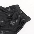 Gothic Crucifix Print Ruffle Blouse