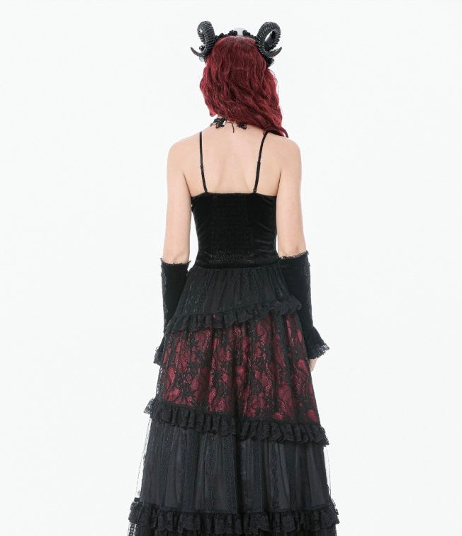 Velvet Red Lace Up Corset Top