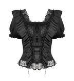 Ruffle Pleat Lace Blouse