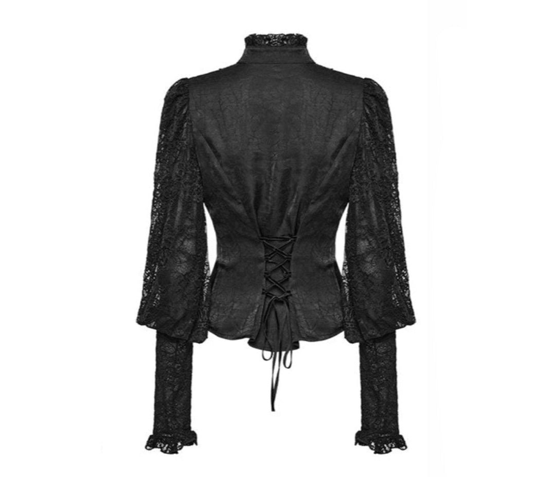 Ruffle High Neck Lace Gothic Blouse