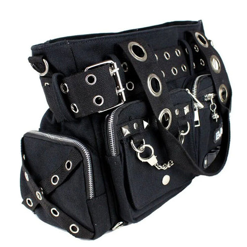 Black Handcuff Eyelet Handbag