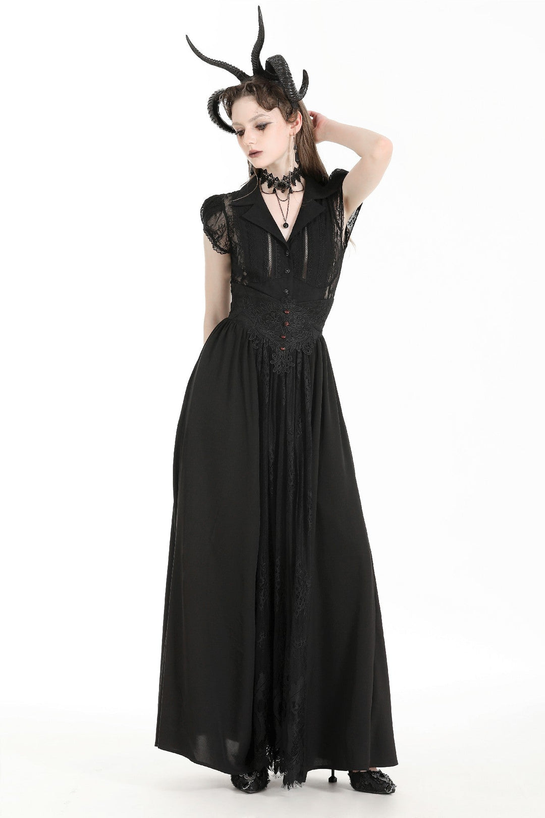 Heart Embroidered Red Jewel Maxi Skirt