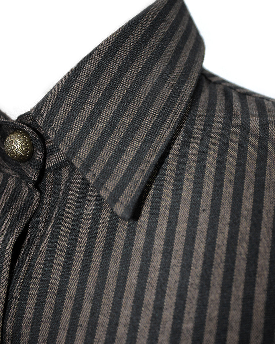 Brown Pinstripe Steampunk Shirt