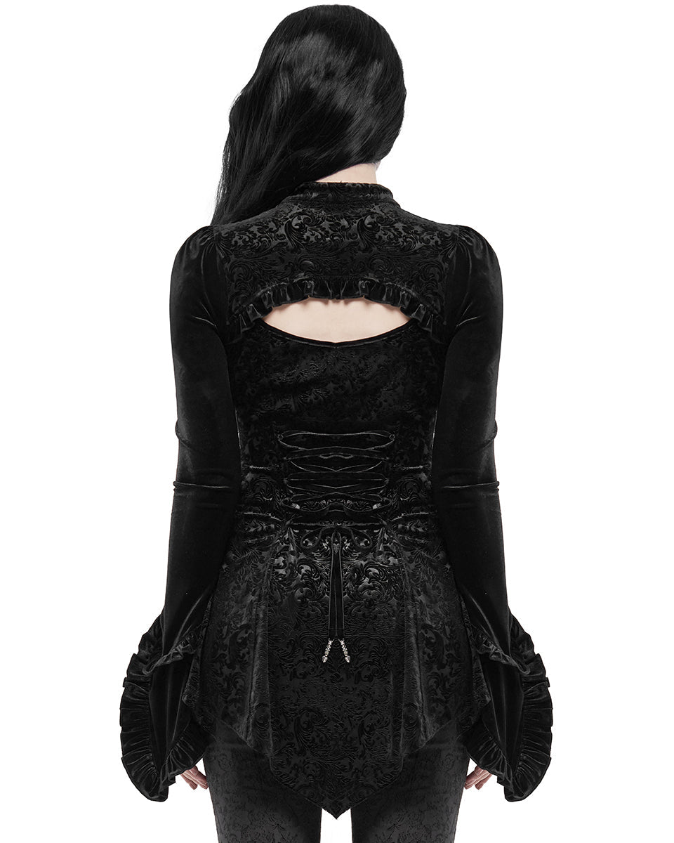 Velvet Cutout Jewel Blouse