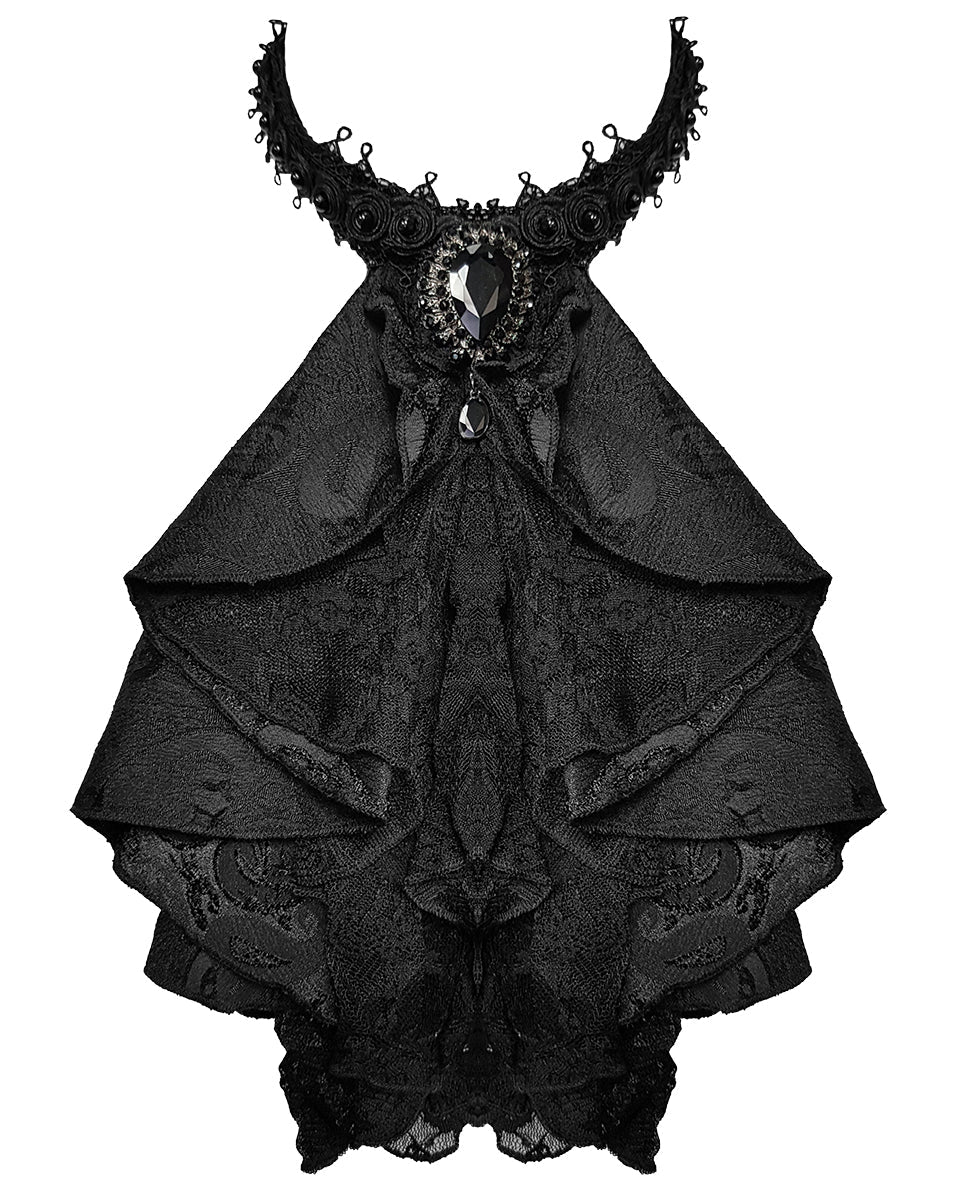 Black Ruffle Jewel Cravat