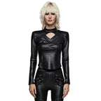 Dystopian Cutout Leather Top
