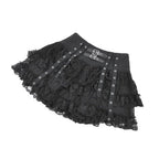 Ruffle Double Buckle Eyelet Strap Mini Skirt
