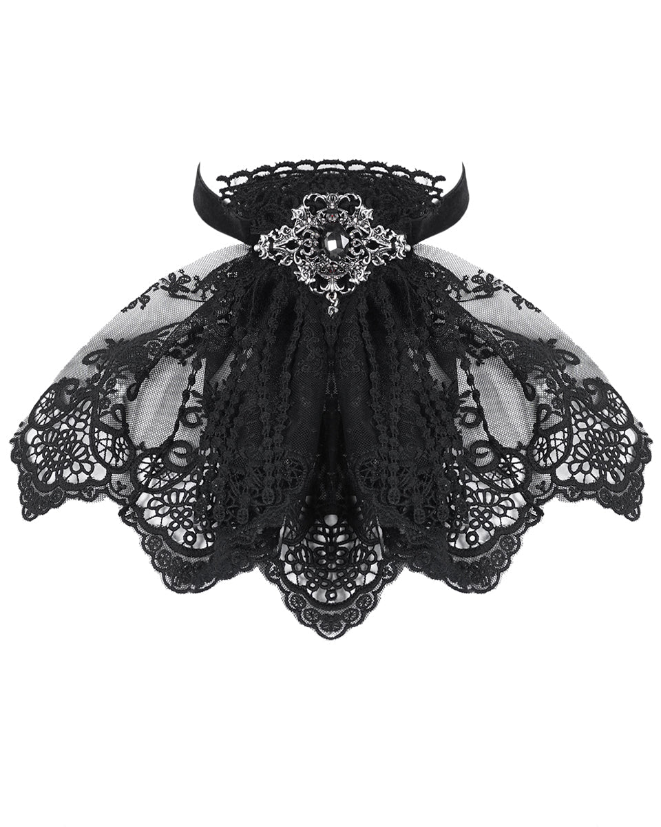 Lace Cravat With Jewel Broach
