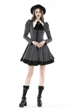 Pinstripe Scissor Cravat Collar Dress