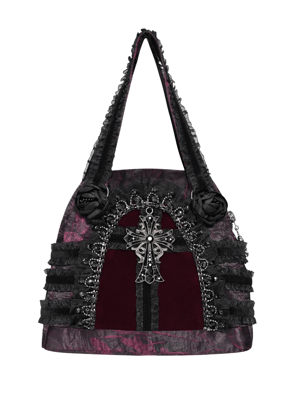 Gothic Ruffle Cross Handbag