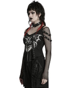 Punk Printed Mesh Strap Full Sleeve Top