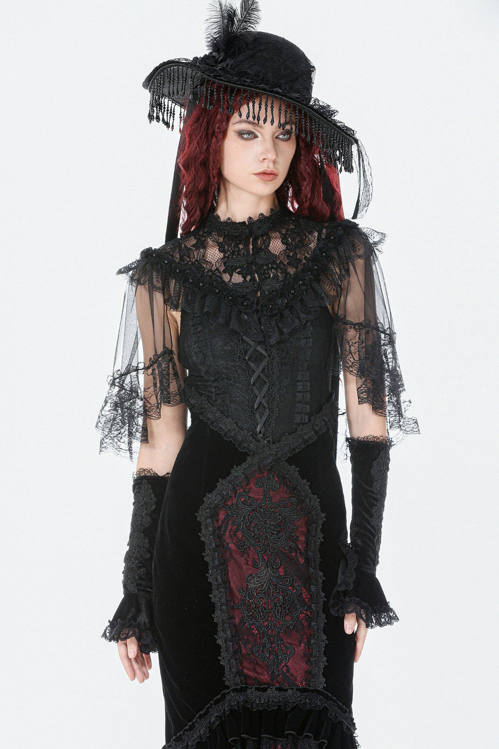 Sheer Mesh Laced Capelet