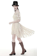 Steampunk Cream Cocktail Lace Dress