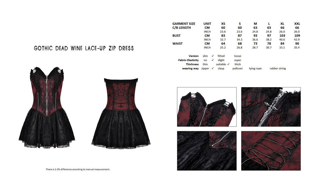 Red Wine Laced Crucifix Zip Mini Dress