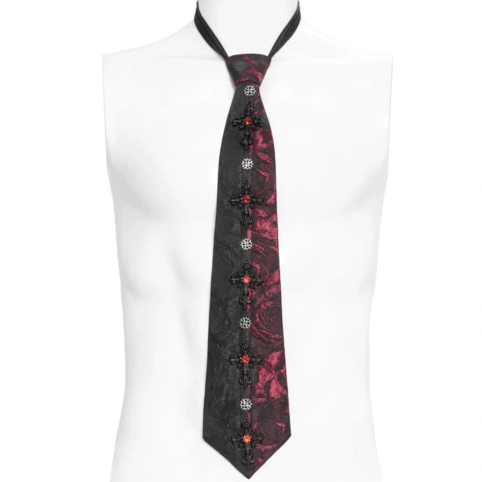 Crucifix Black & Red Gothic Tie
