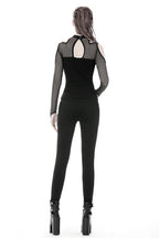 Punk Shoulder Cut Out Net Sleeve Top