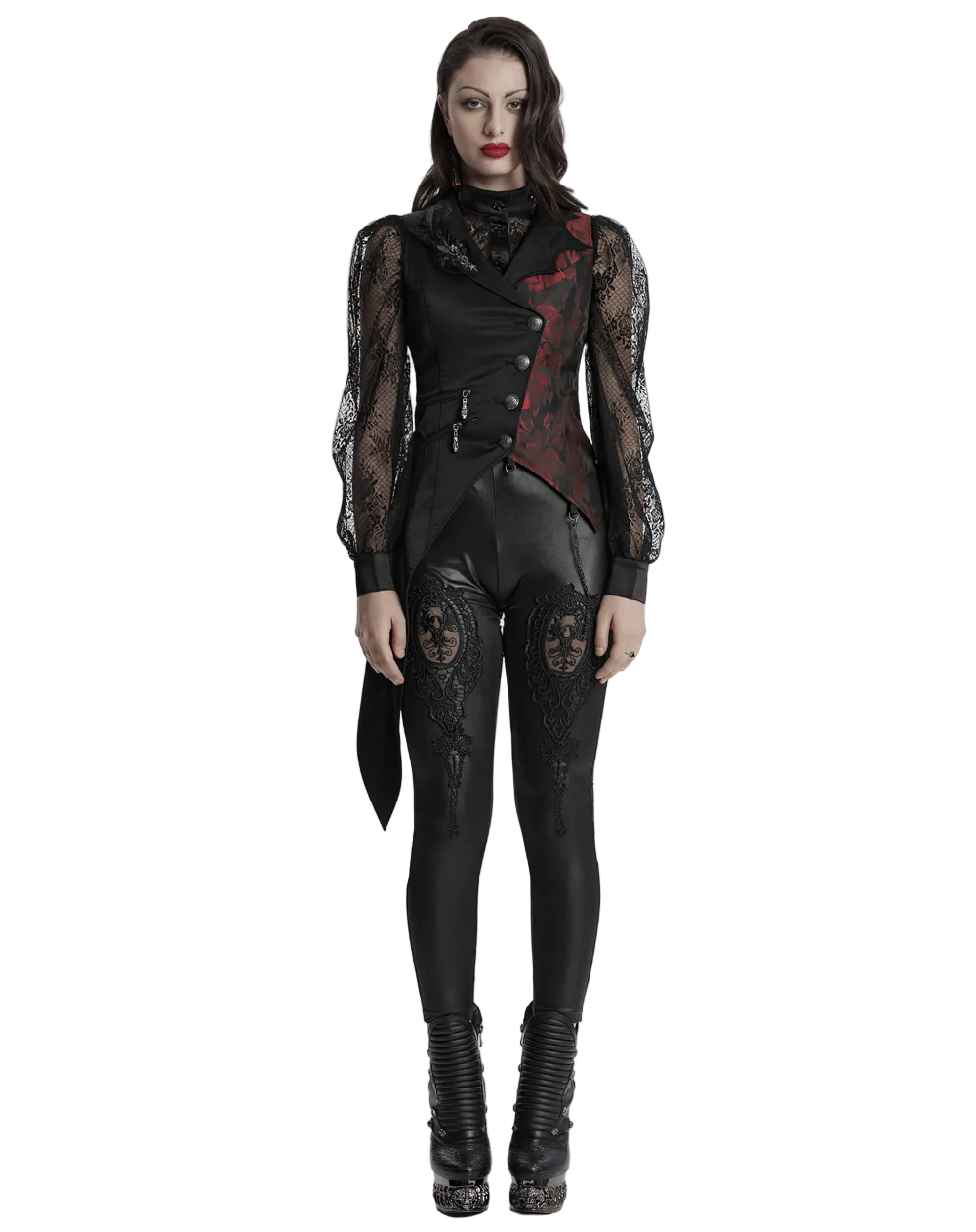 Women’s Black & Red Asymmetrical Waistcoat