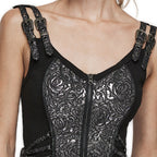 Silver Poison Ivy Corset Buckle Top