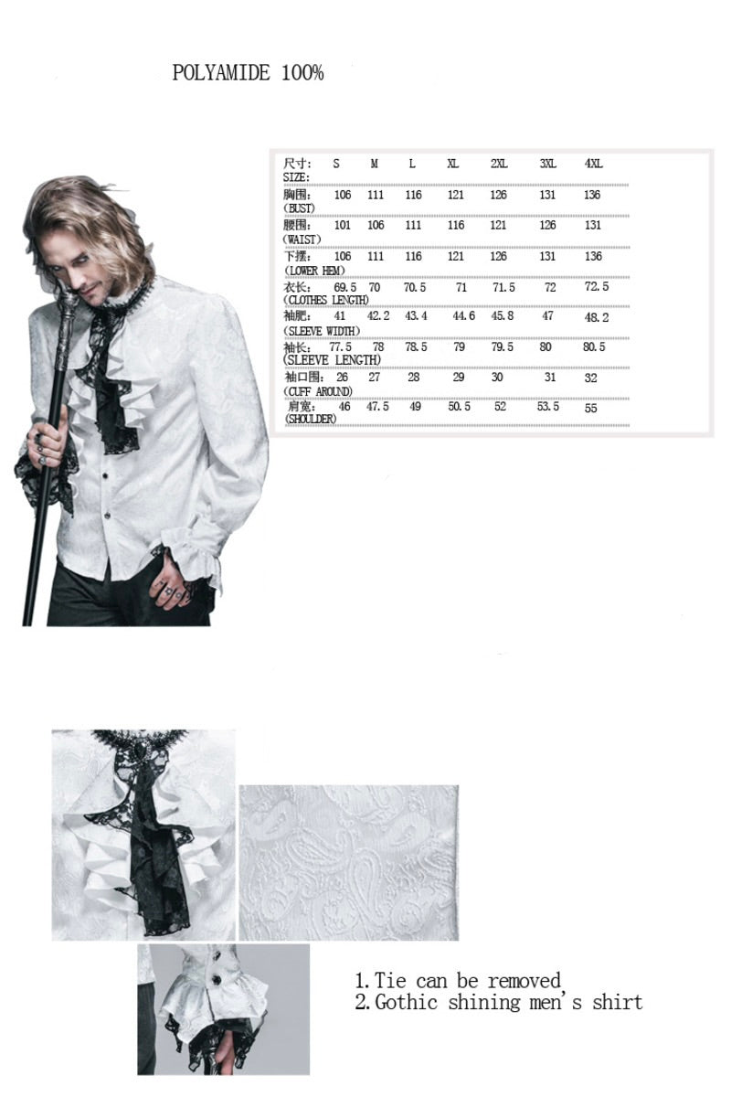 White Paisley Jacquard Shirt With Cravat