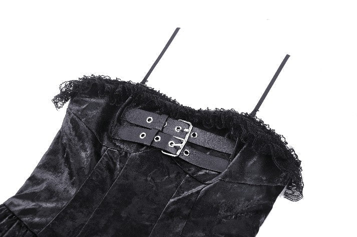 Shiny PU Leather Layered Buckle Dress