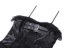 Shiny PU Leather Layered Buckle Dress