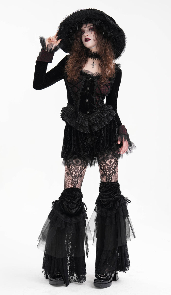 Gothic Cut Out Lace Hem Blouse