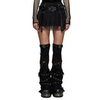 Buckle Strap Net Mini Skirt