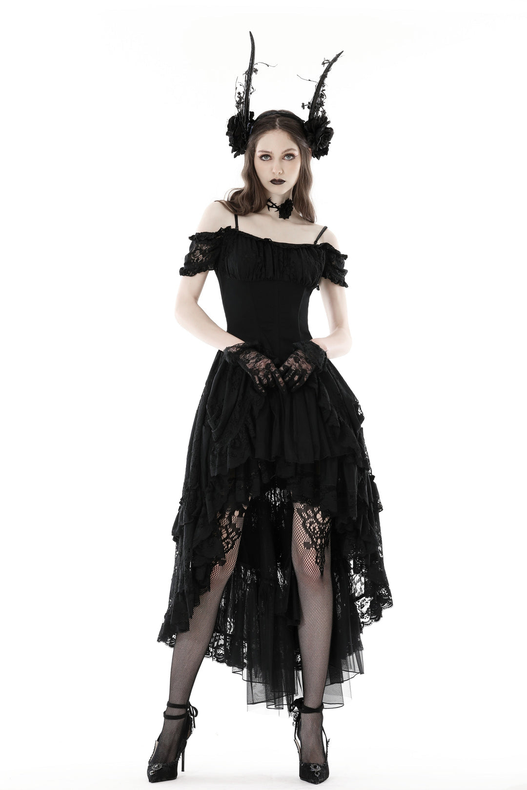 Elegant Dovetail Hi-Lo Bardot Dress